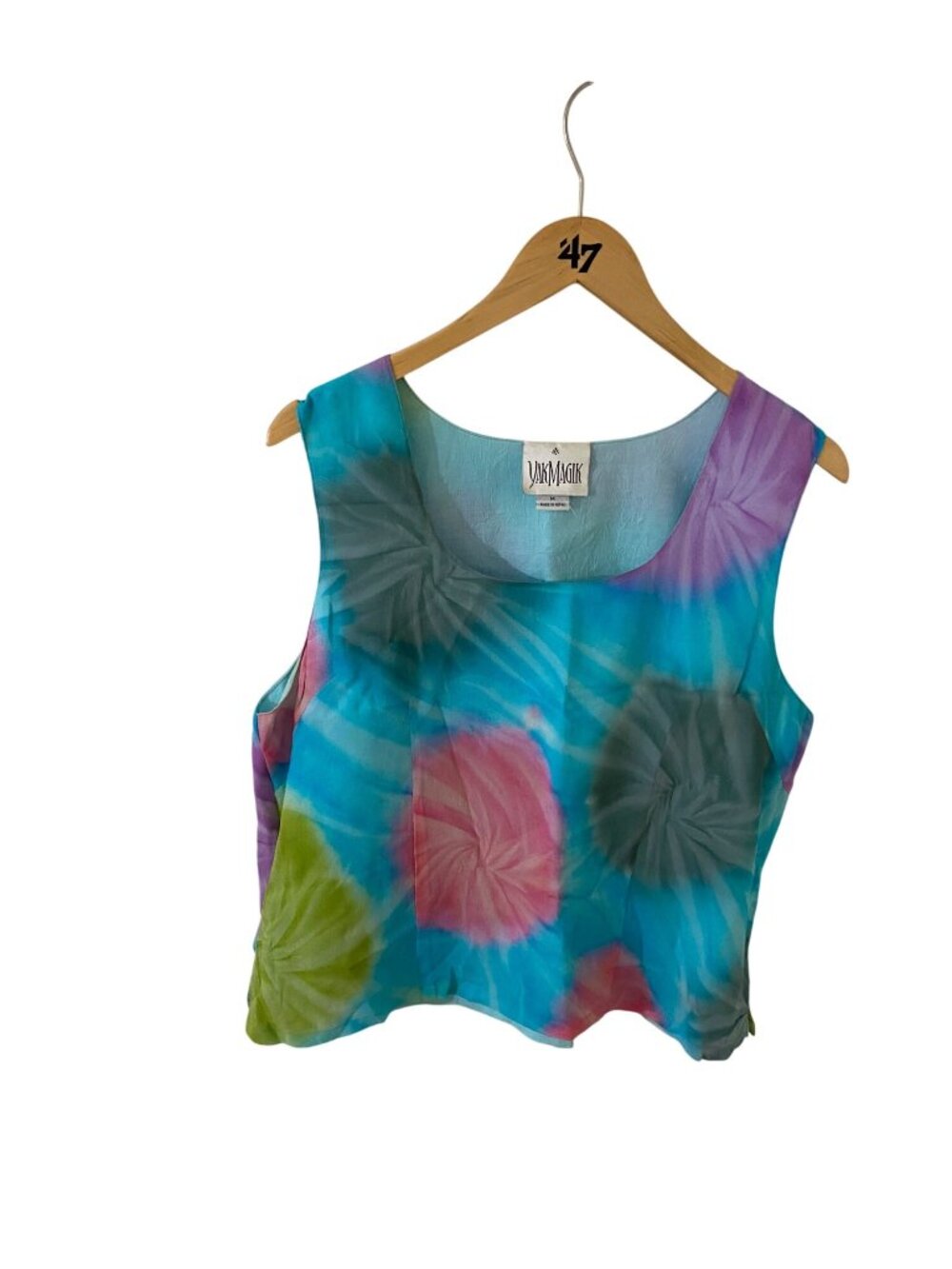 Vintage Yak Magic Women's Blue Tie Dye Sleeveless Crop Top - Medium